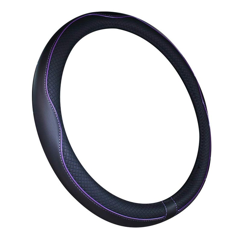 Mayco Bell Large Size Steering Wheel Cover Anti-Slip,Safety,Soft,Breathable,Durable,Full Surround,Comfortable Grip Microfiber Leather (15.5-16 inch, Black Purple) - Image 2